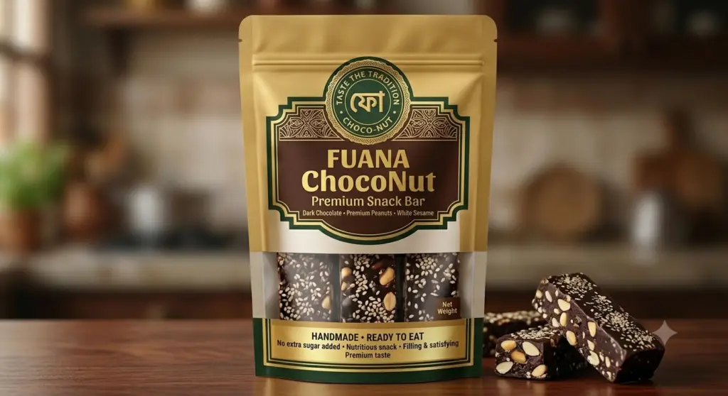 Fuana ChocoNut — Dark Chocolate, Peanut and Sesame Bar (100g)